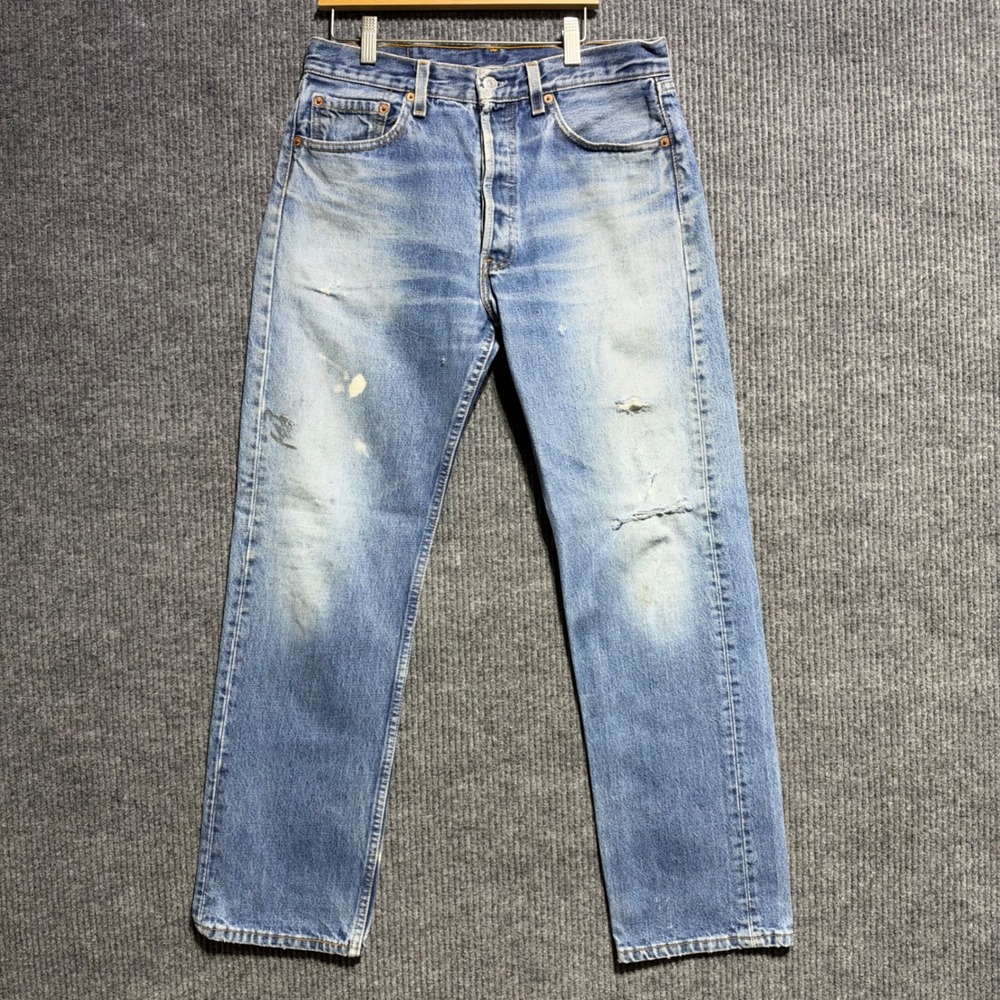Vintage Levis 501 Jeans Mens 32x30 Blue Distressed Straight Leg Made in USA 80s